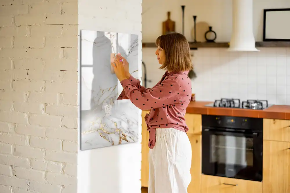 Tableau magnétique effaçable à motif marbre décoratif