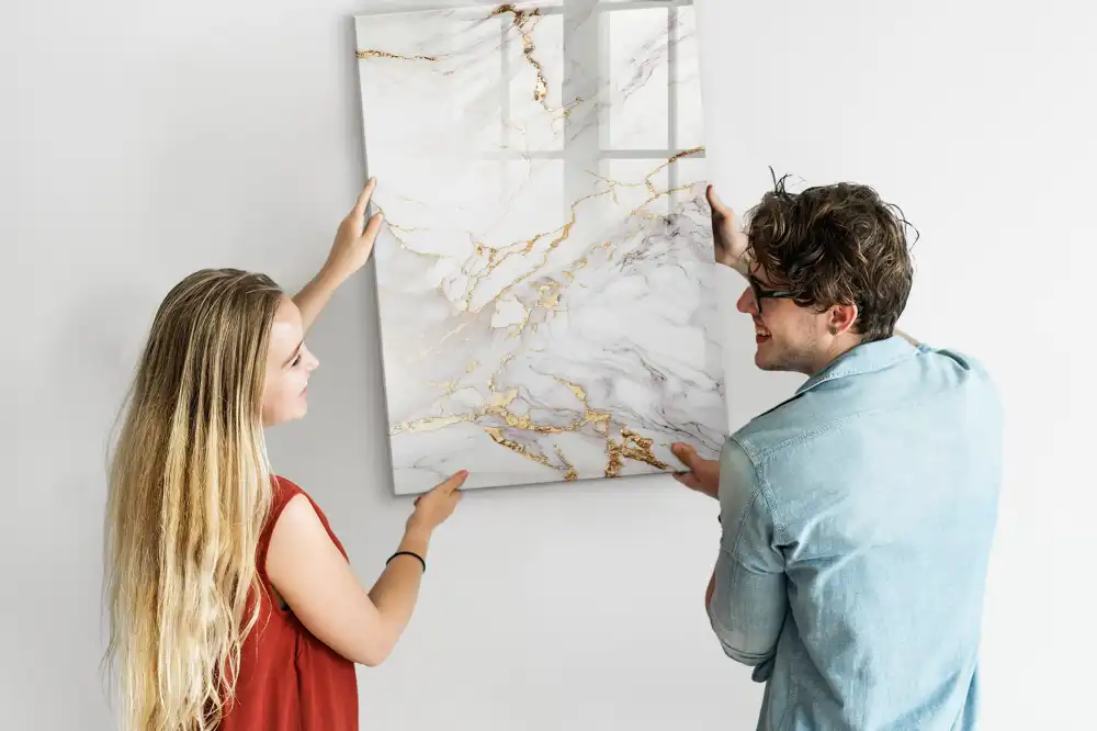 Tableau magnétique effaçable à motif marbre décoratif