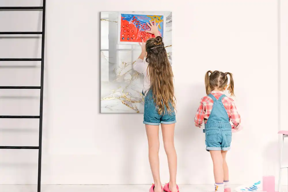 Tableau magnétique effaçable à motif marbre décoratif