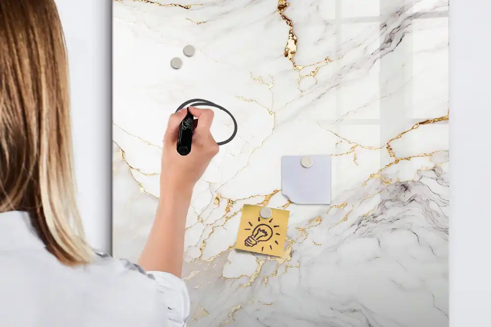Tableau magnétique effaçable à motif marbre décoratif