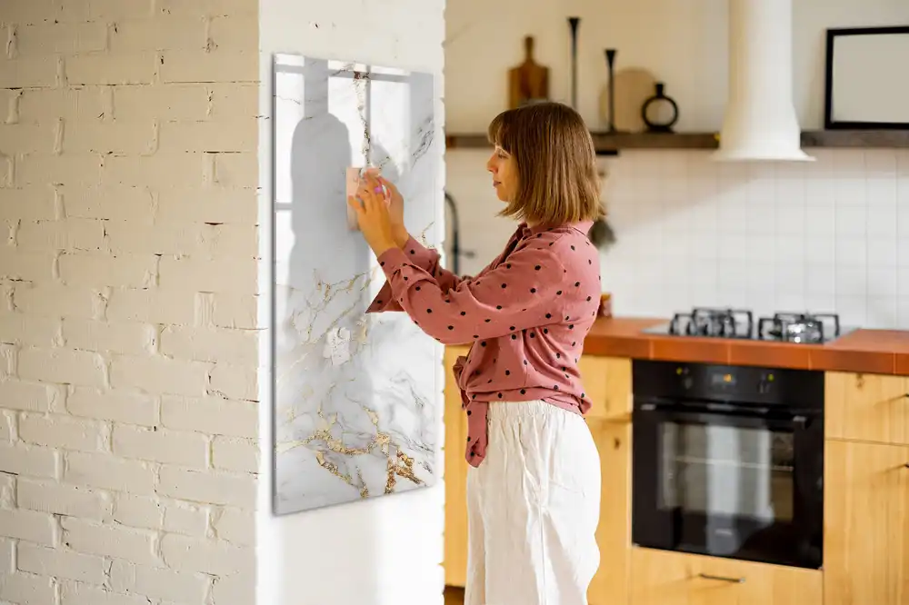 Tableau magnétique effaçable à motif marbre décoratif