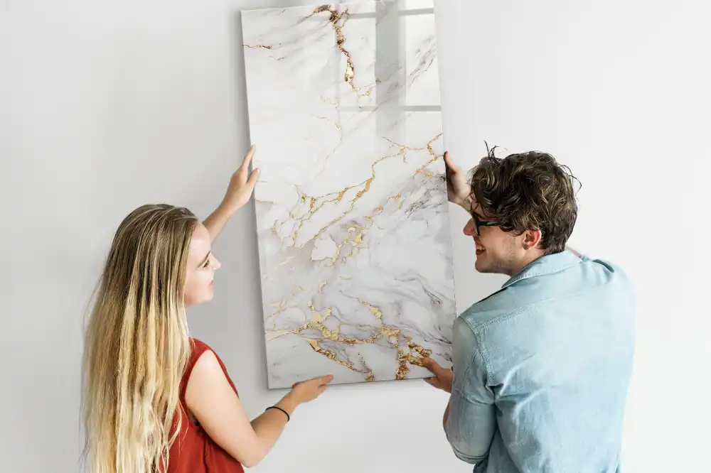 Tableau magnétique effaçable à motif marbre décoratif