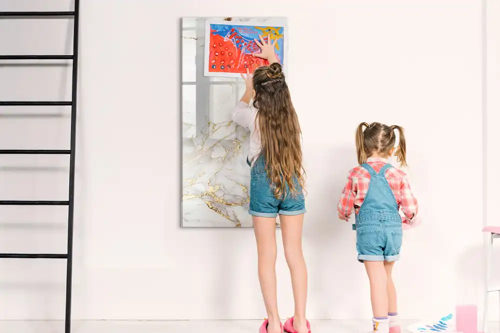 Tableau magnétique effaçable à motif marbre décoratif