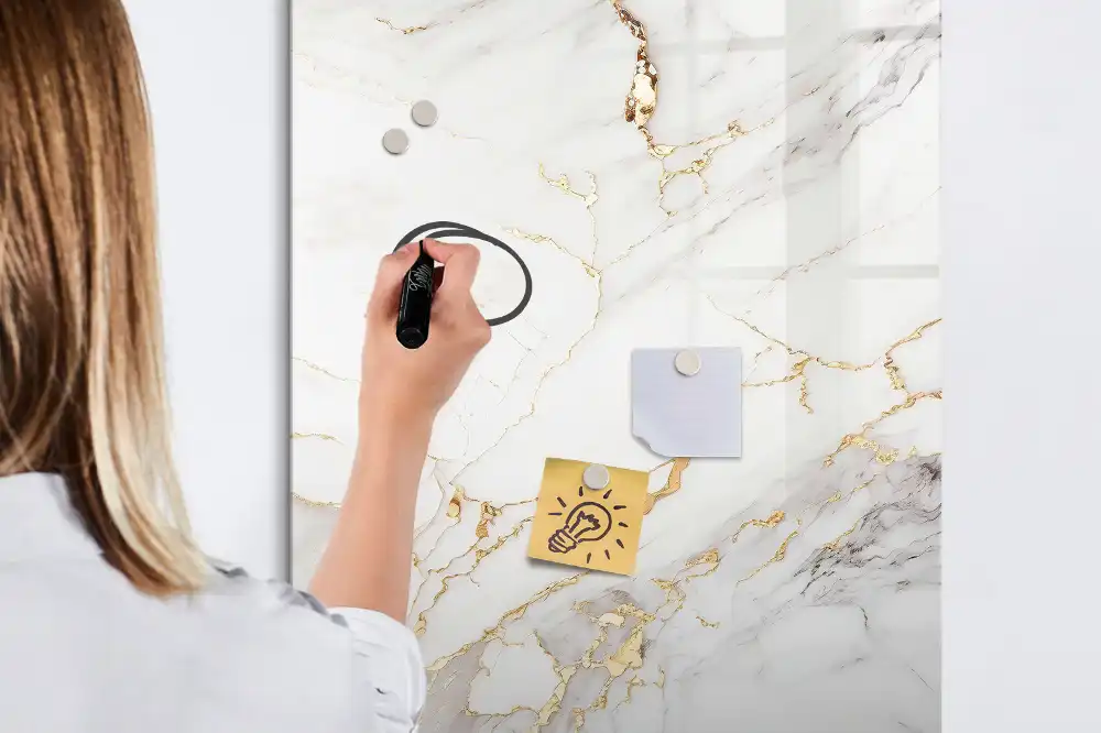 Tableau magnétique effaçable à motif marbre décoratif