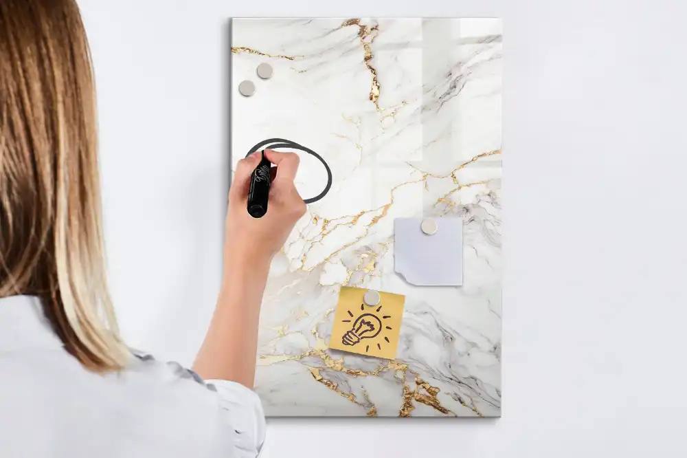 Tableau magnétique effaçable à motif marbre décoratif