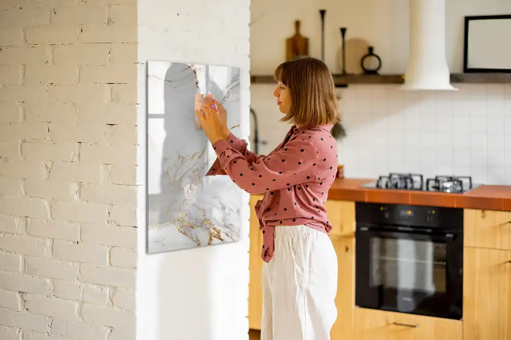 Tableau magnétique effaçable à motif marbre décoratif