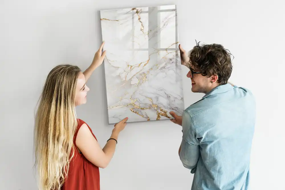 Tableau magnétique effaçable à motif marbre décoratif