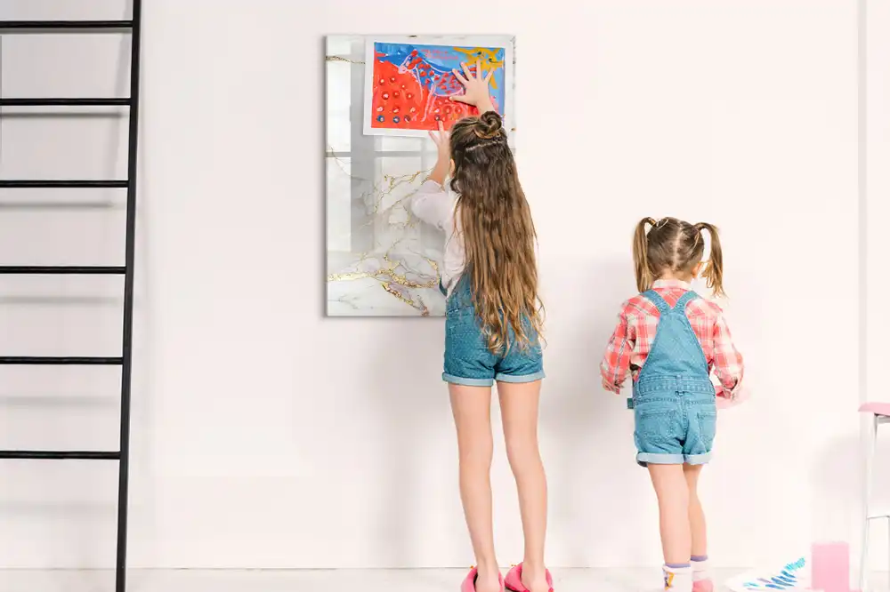 Tableau magnétique effaçable à motif marbre décoratif