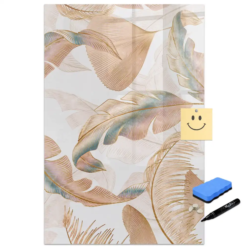 Tableau blanc magnétique effaçable à sec motif plumes d'oiseau