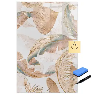 Tableau blanc magnétique effaçable à sec motif plumes d'oiseau
