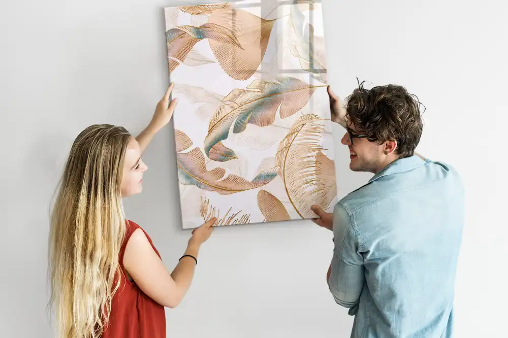 Tableau blanc magnétique effaçable à sec motif plumes d'oiseau