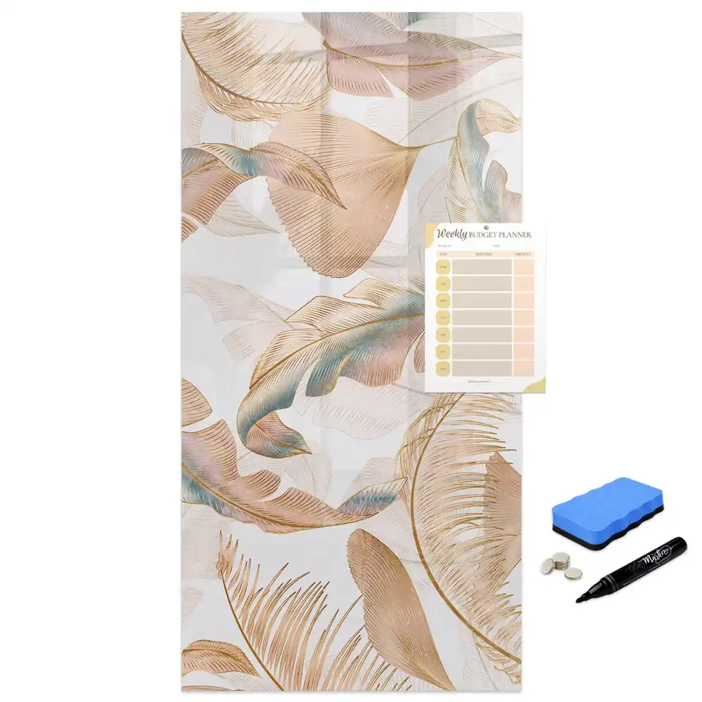 Tableau blanc magnétique effaçable à sec motif plumes d'oiseau