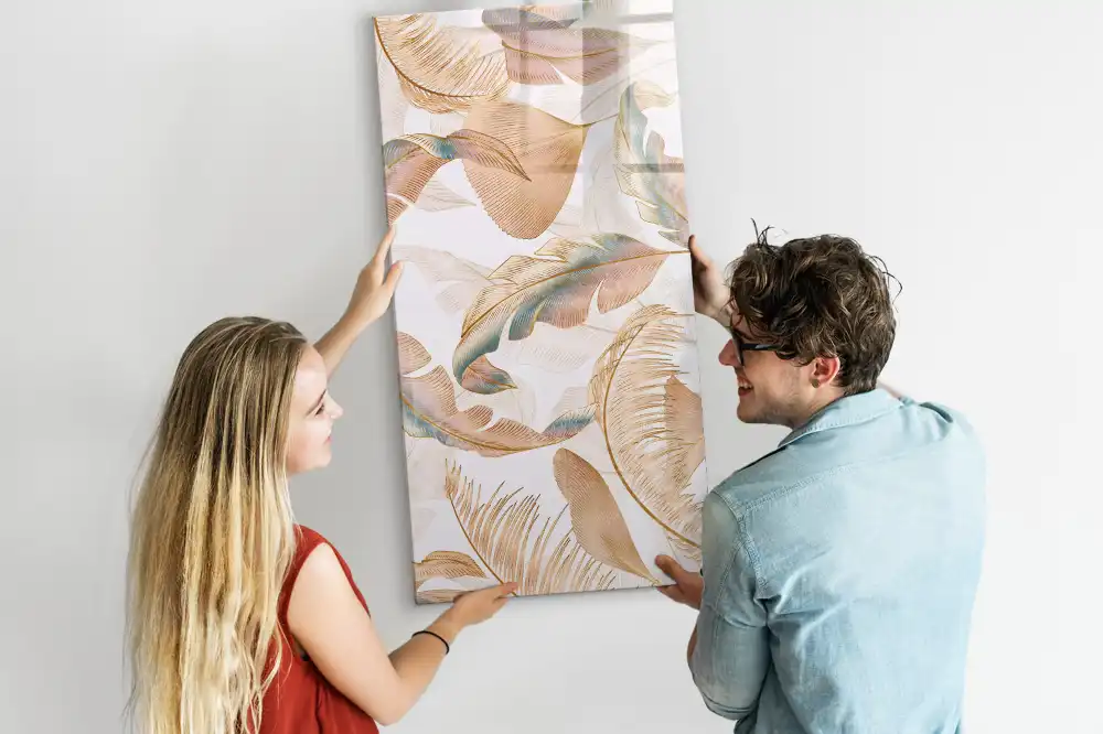 Tableau blanc magnétique effaçable à sec motif plumes d'oiseau