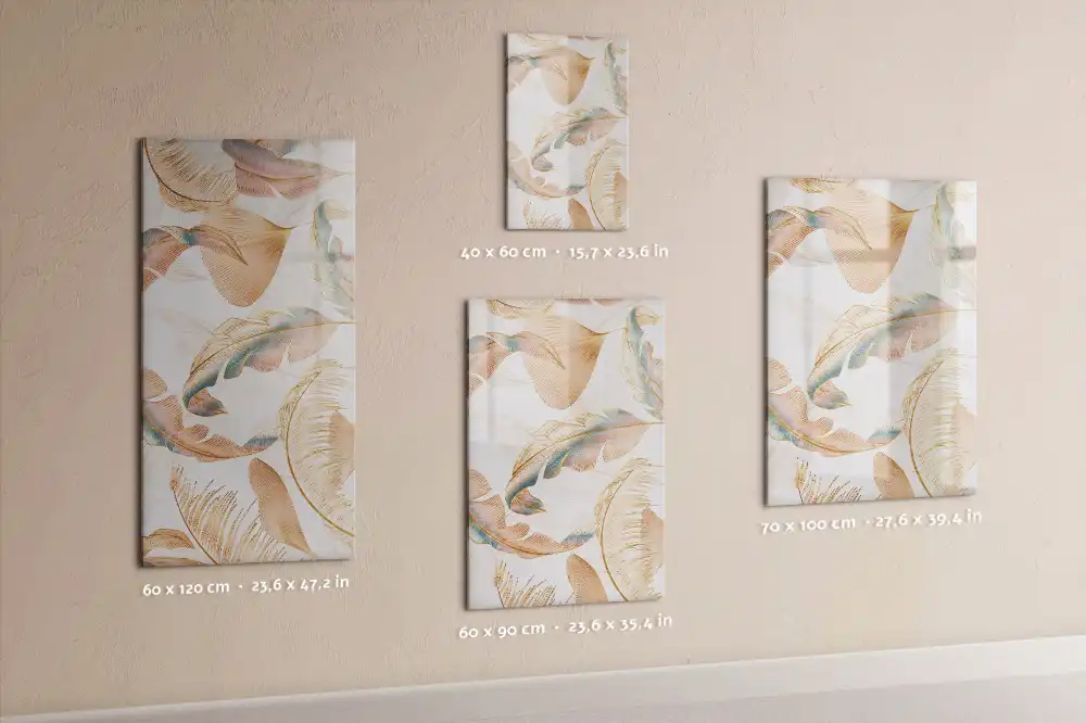 Tableau blanc magnétique effaçable à sec motif plumes d'oiseau