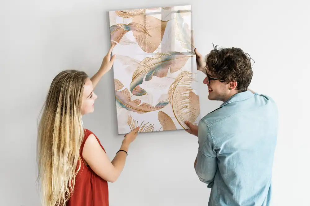 Tableau blanc magnétique effaçable à sec motif plumes d'oiseau