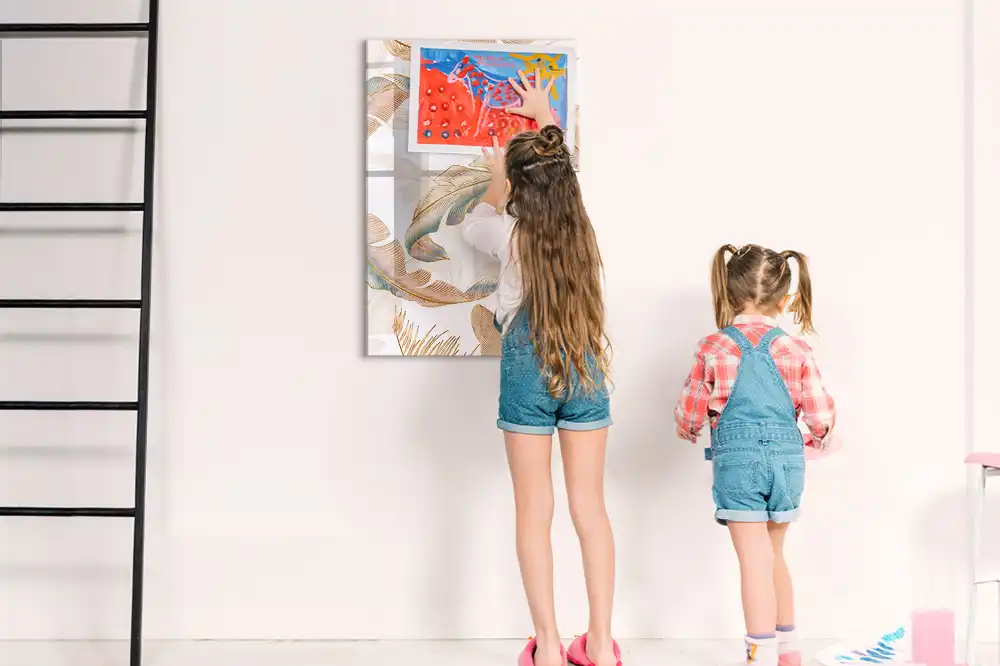 Tableau blanc magnétique effaçable à sec motif plumes d'oiseau
