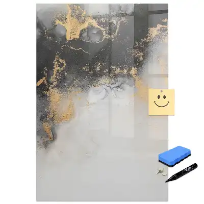 Tableau magnétique en verre avec motif abstrait effet marbre et feutre inclus