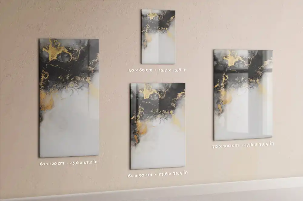 Tableau magnétique en verre avec motif abstrait effet marbre et feutre inclus