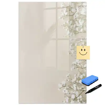 Tableau blanc magnétique effaçable à sec motif fleurs éthérées