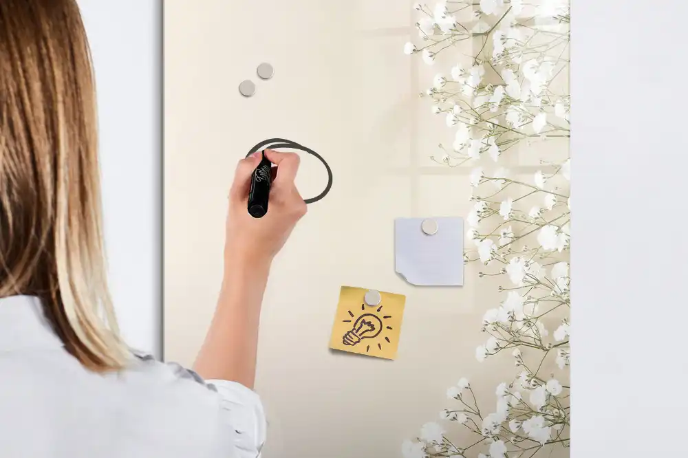 Tableau blanc magnétique effaçable à sec motif fleurs éthérées