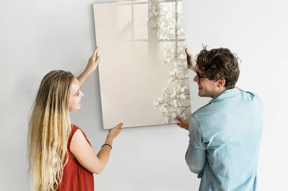 Tableau blanc magnétique effaçable à sec motif fleurs éthérées