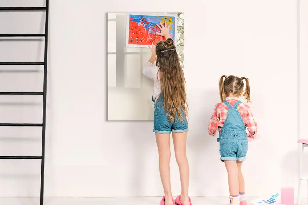 Tableau blanc magnétique effaçable à sec motif fleurs éthérées