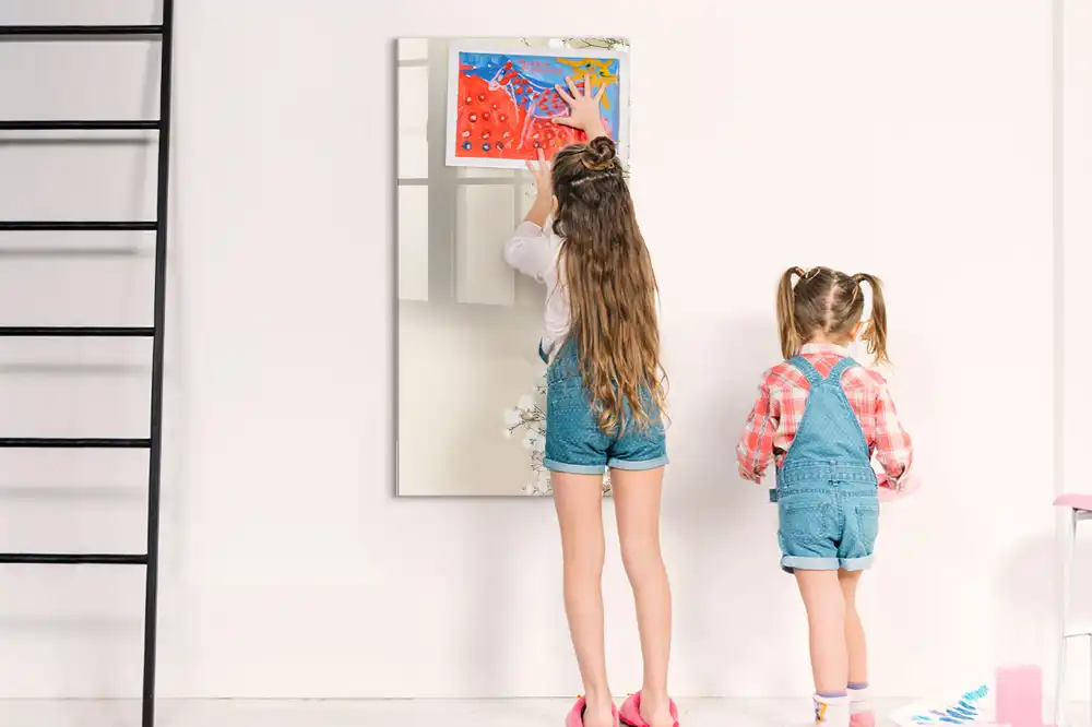 Tableau blanc magnétique effaçable à sec motif fleurs éthérées