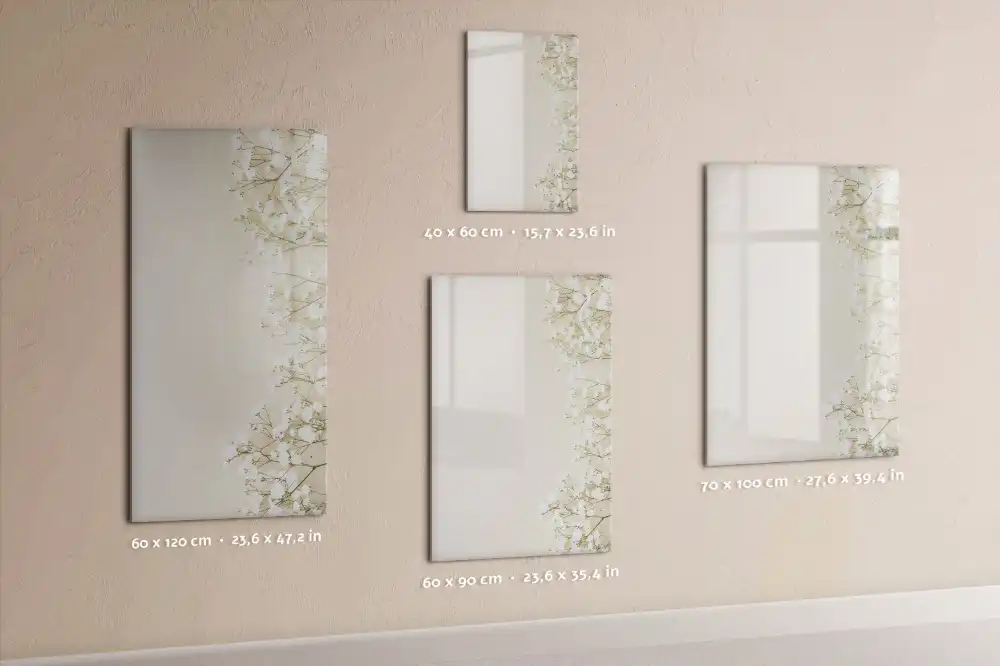 Tableau blanc magnétique effaçable à sec motif fleurs éthérées