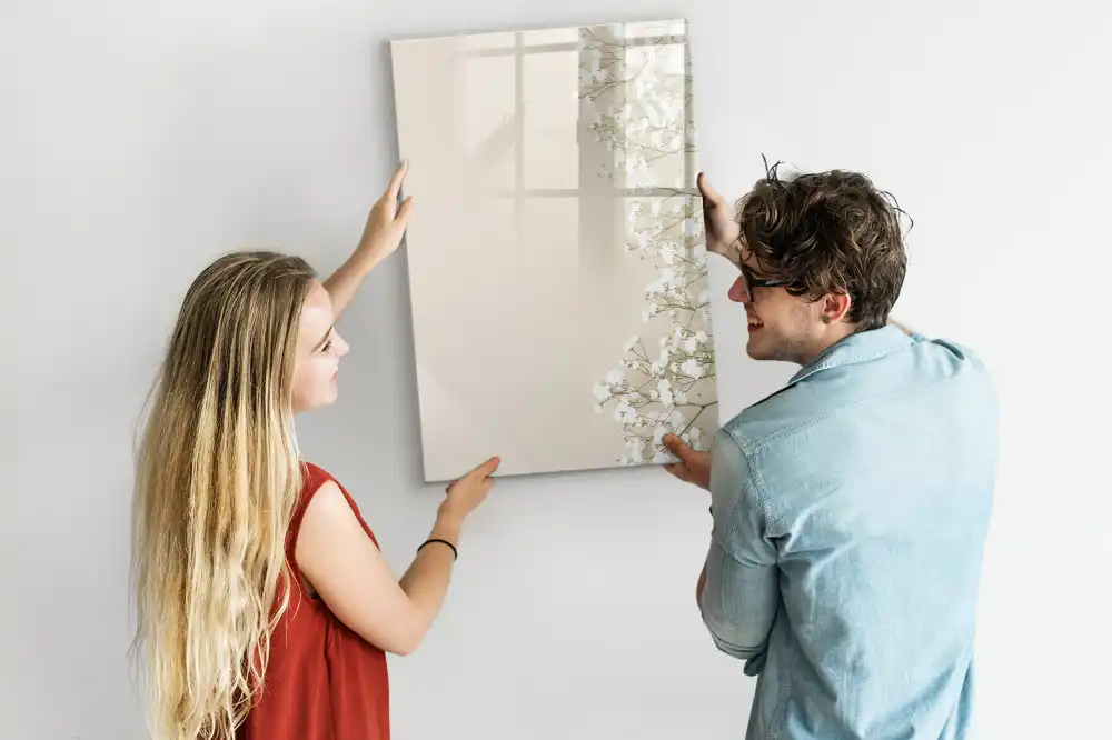 Tableau blanc magnétique effaçable à sec motif fleurs éthérées