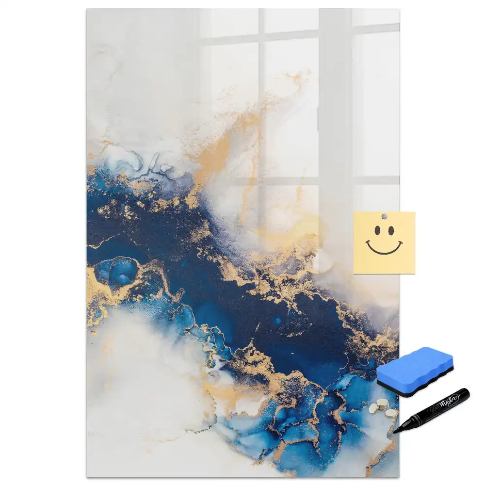 Tableau magnétique avec feutre et motif abstrait en marbre