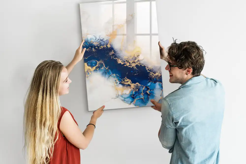 Tableau magnétique avec feutre et motif abstrait en marbre