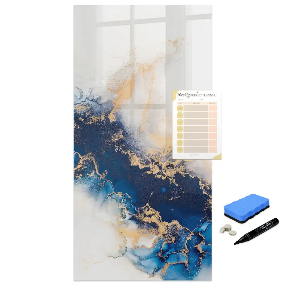 Tableau magnétique avec feutre et motif abstrait en marbre