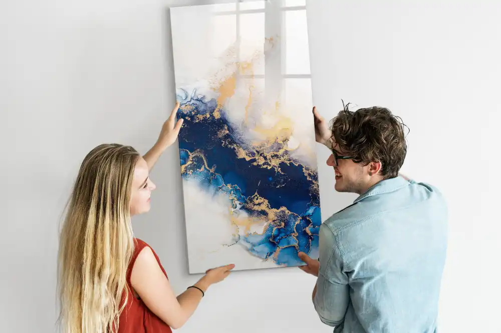Tableau magnétique avec feutre et motif abstrait en marbre