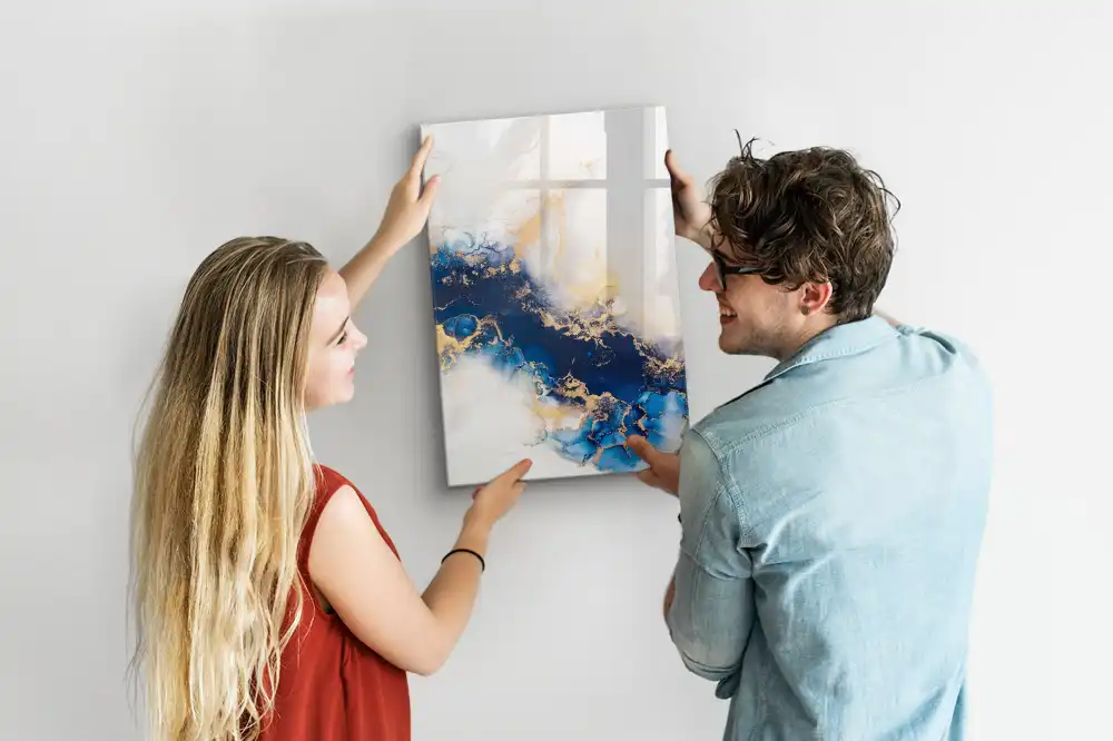 Tableau magnétique avec feutre et motif abstrait en marbre