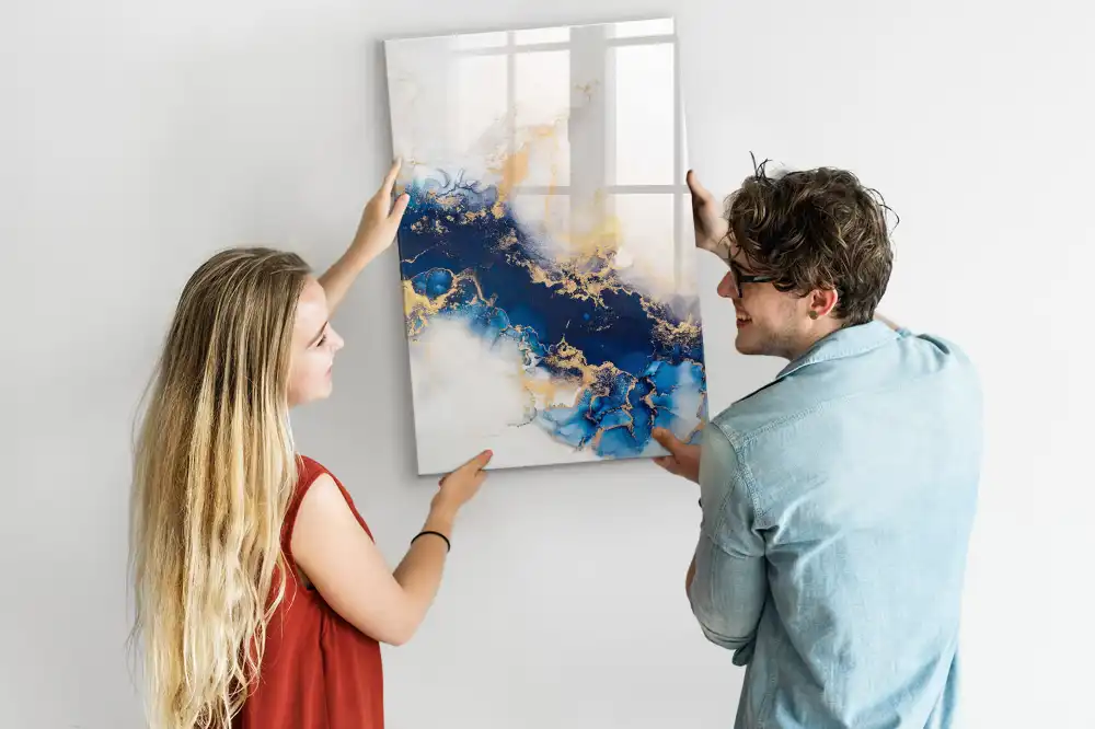 Tableau magnétique avec feutre et motif abstrait en marbre
