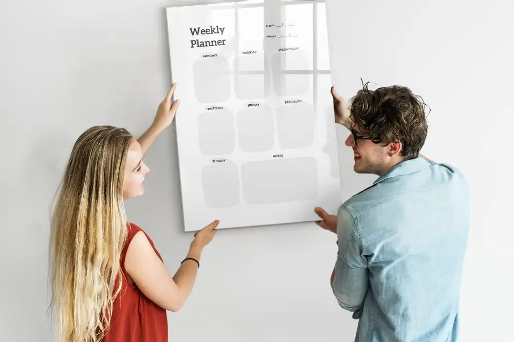 Tableau magnétique pour dessin et planning hebdomadaire
