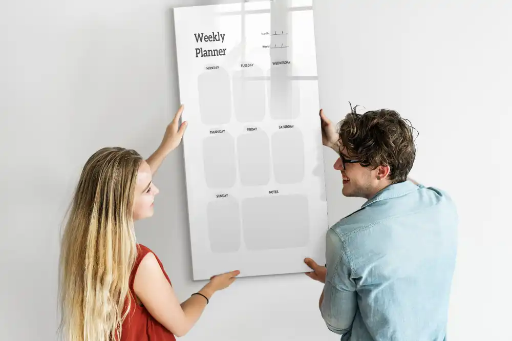 Tableau magnétique pour dessin et planning hebdomadaire