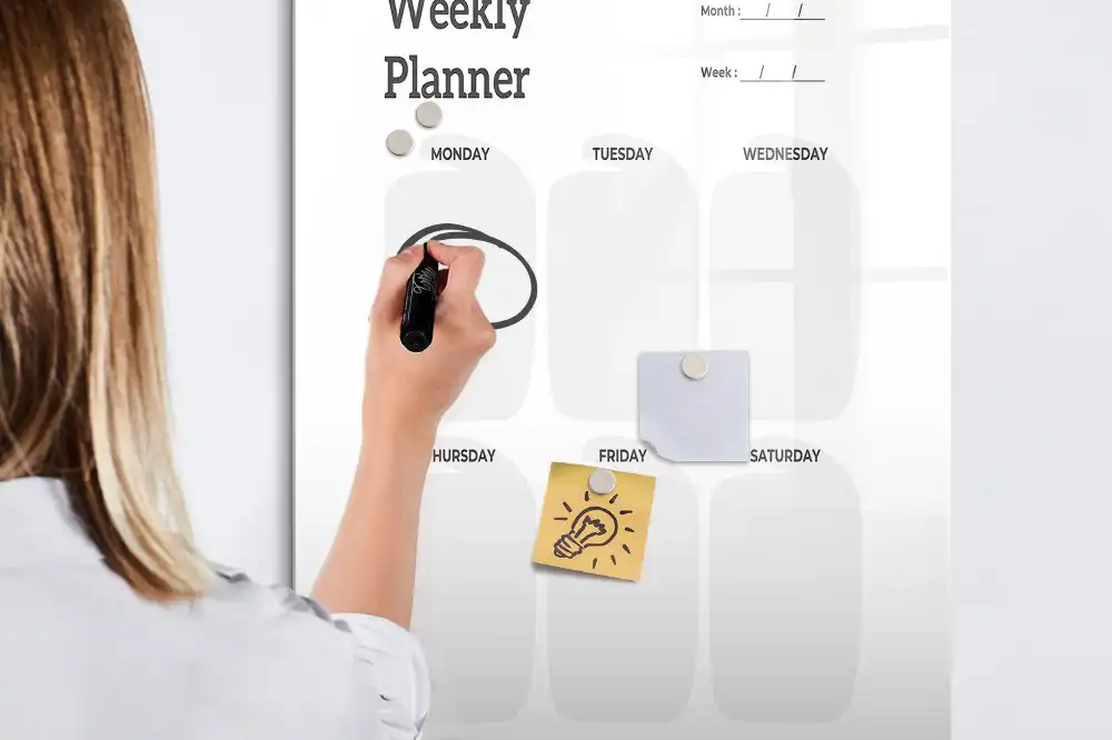 Tableau magnétique pour dessin et planning hebdomadaire