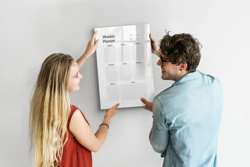 Tableau magnétique pour dessin et planning hebdomadaire