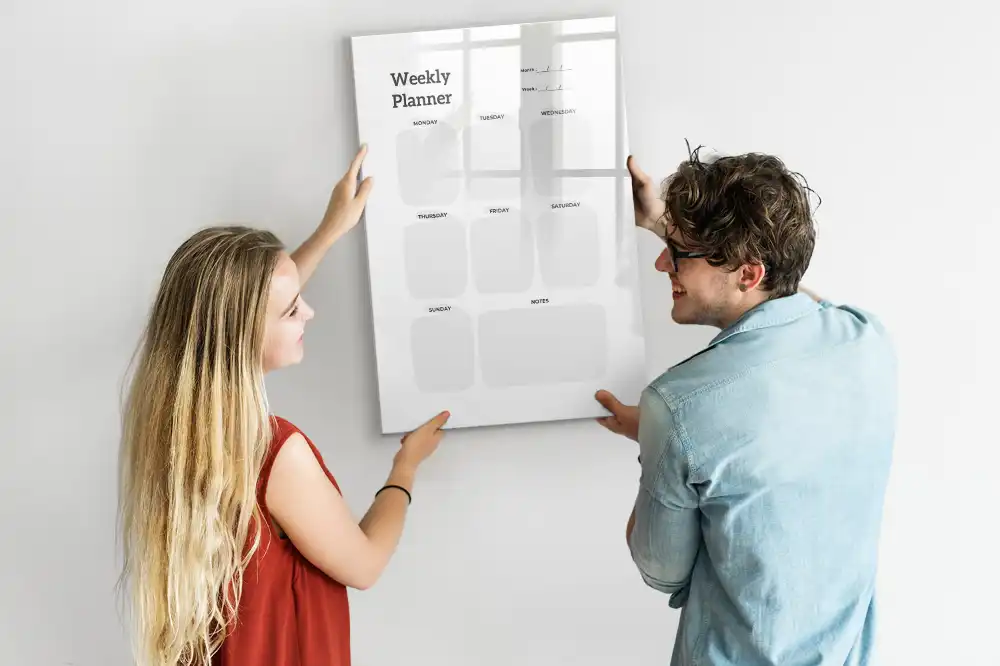 Tableau magnétique pour dessin et planning hebdomadaire