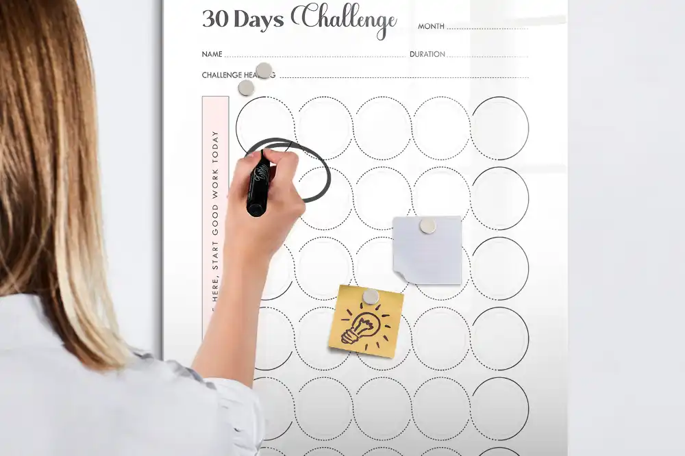 Tableau magnétique effaçable pour planning mensuel de 30 jours