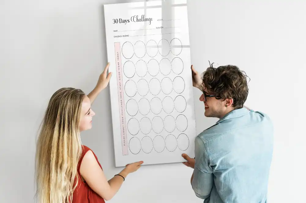 Tableau magnétique effaçable pour planning mensuel de 30 jours
