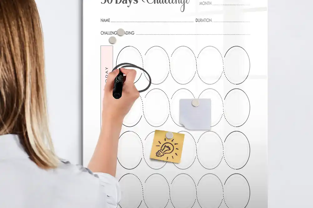 Tableau magnétique effaçable pour planning mensuel de 30 jours