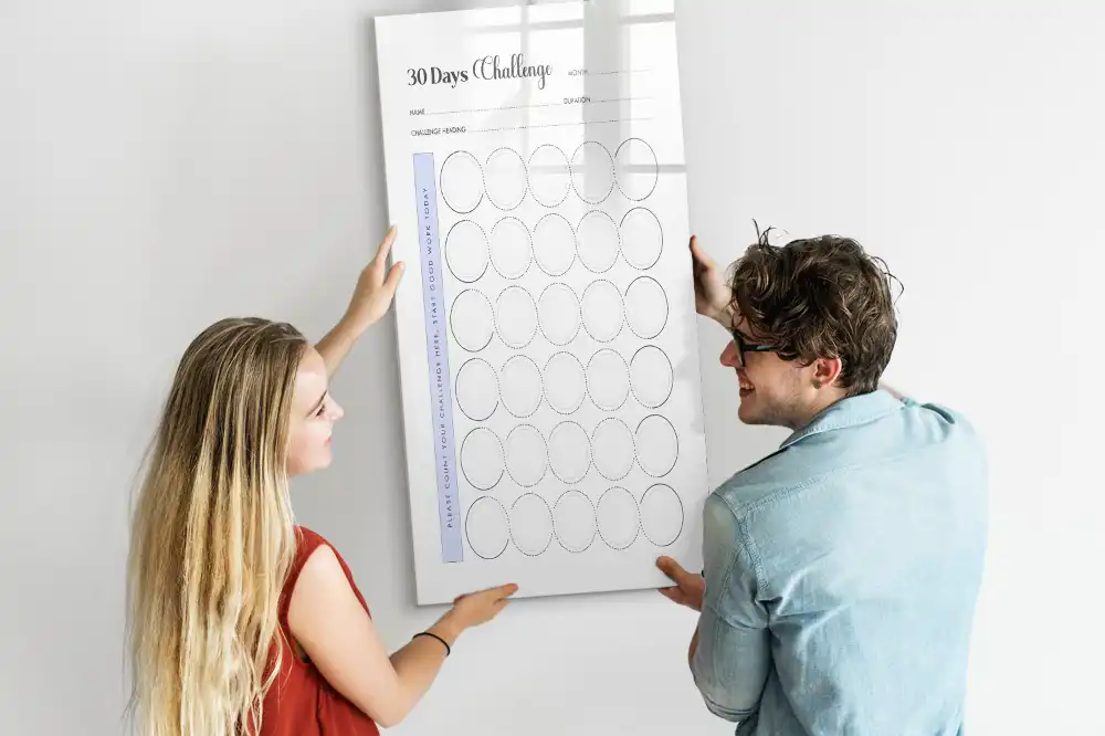 Tableau magnétique effaçable à sec 30 jours de défi
