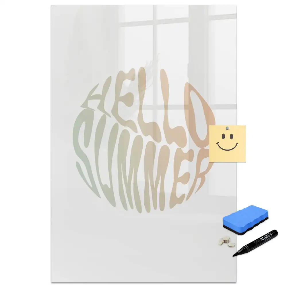Tableau magnétique avec feutre et motif Bonjour été