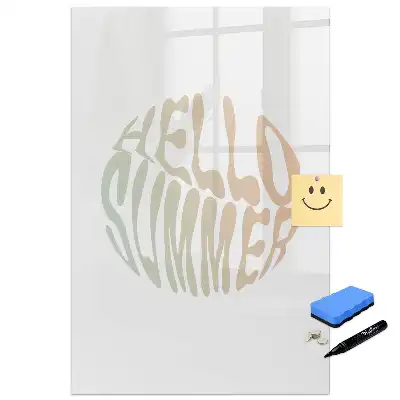 Tableau magnétique avec feutre et motif Bonjour été