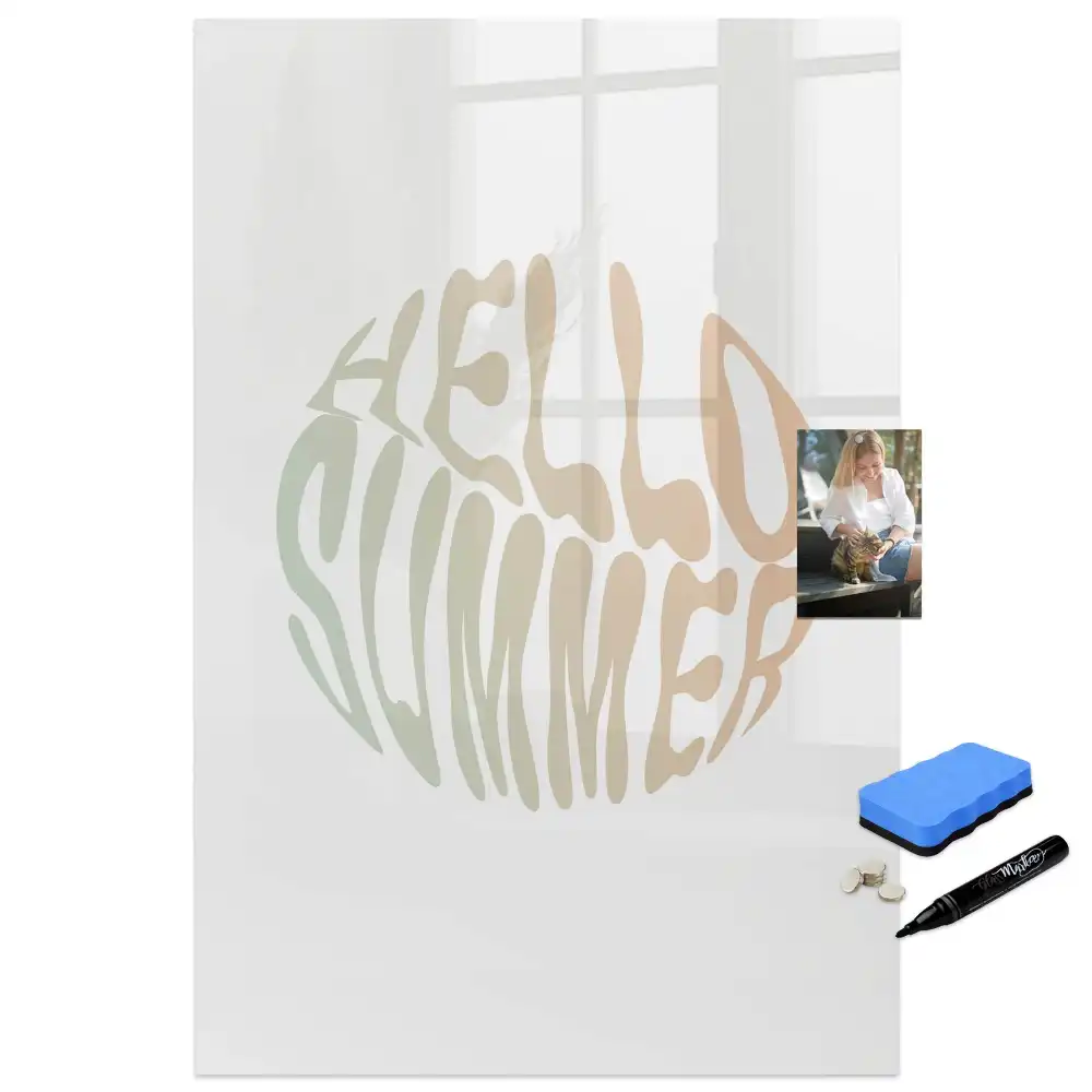 Tableau magnétique avec feutre et motif Bonjour été