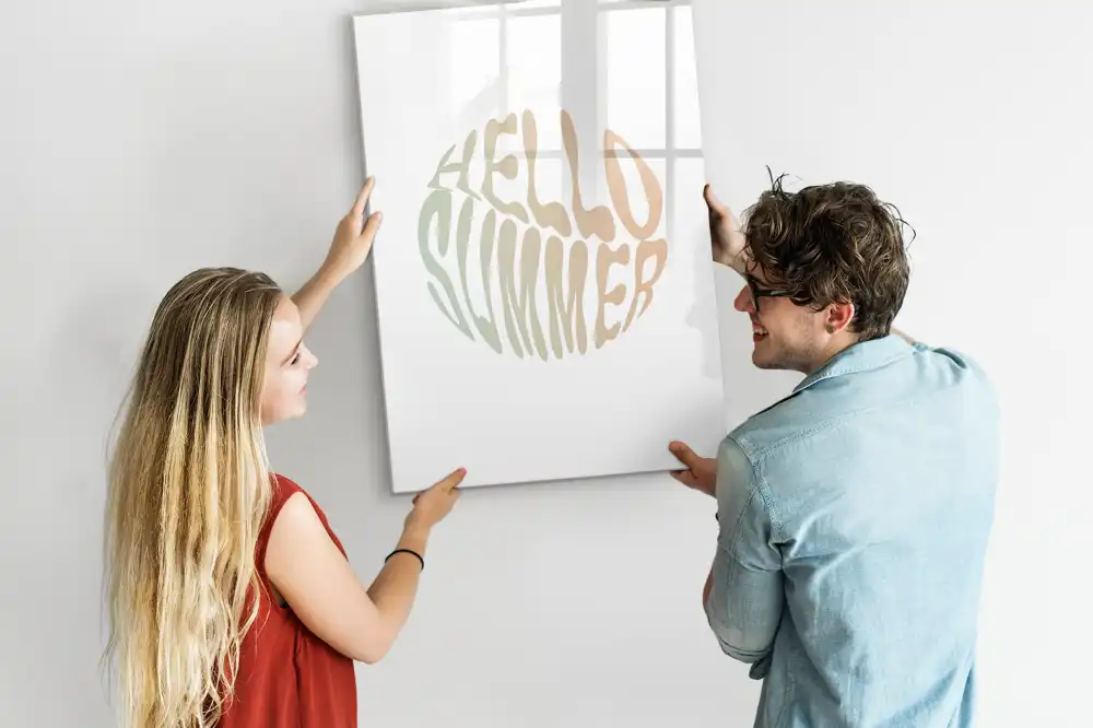 Tableau magnétique avec feutre et motif Bonjour été