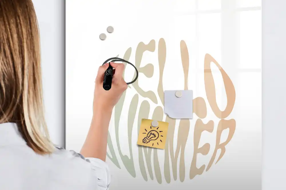 Tableau magnétique avec feutre et motif Bonjour été