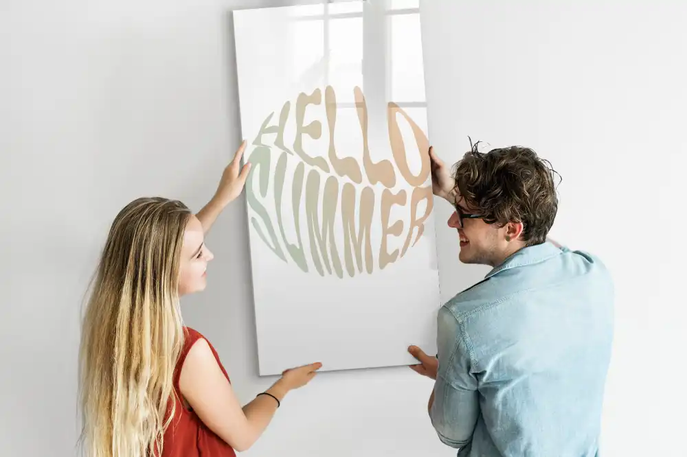Tableau magnétique avec feutre et motif Bonjour été